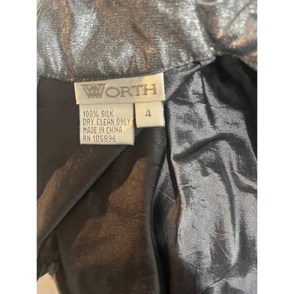 Worth 100% Silk Metallic Gray Shimmer Tank Sleeveless Blouse Top Size 4 - Picture 5 of 5